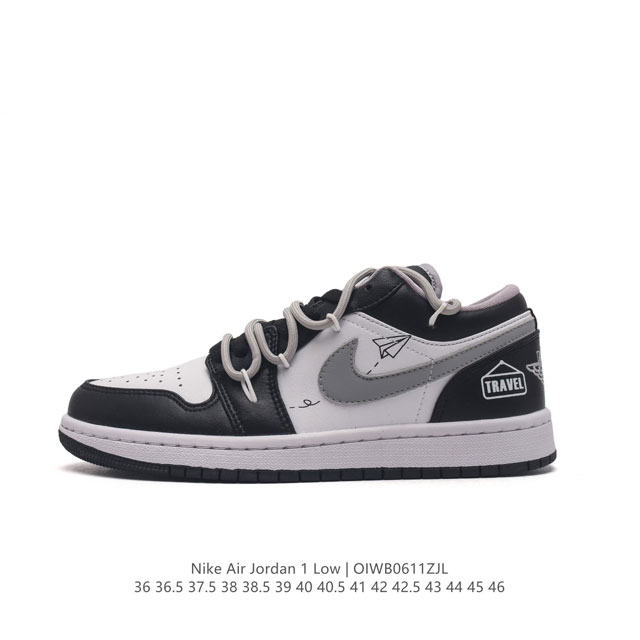 Nike Sole Nike Air Jordan 1 Low GS White Black Phosphor AJ1 553558 36 36.5 37.5