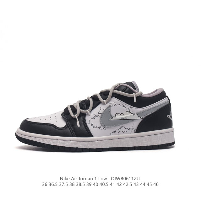 Nike Sole Nike Air Jordan 1 Low GS White Black Phosphor AJ1 553558 36 36.5 37.5